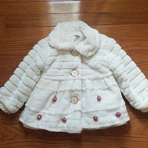 Faux fur white fancy coat
